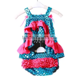 Wholesale Mermaid Outfit Girls Swing Top With Ruffle Bloomers Baby Clothes thumbnail-4