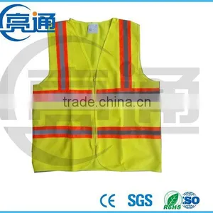 2 Pockets Neon Green Safety Vest With Reflective Strips ANSI/ISEA Medium thumbnail-4