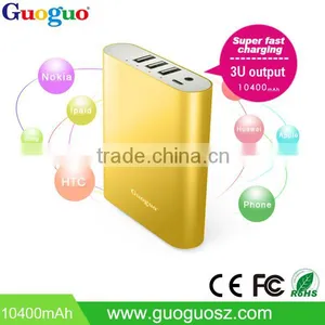 100% Quality Control External Phone Charger 10400mAh Portable 3U Power Bank thumbnail-2