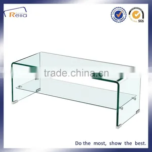 HOT BENDING SQUARE ART TEMPERED GLASS COFFEE TABLE DOUBLE LAYER GLASS FUNKY CLASSIC TABLE thumbnail-1