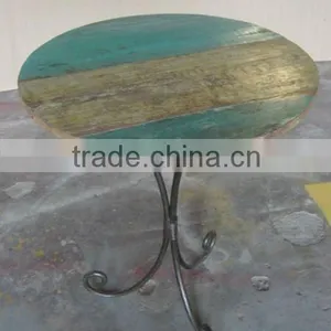 INDUSTRIAL TABLE WITH RECYCLE WOOD TOP thumbnail-1