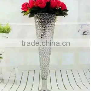 2017 News Decoration Crystal Beads Vase , Silver Add Crystal Bead Vase for Weddings thumbnail-1