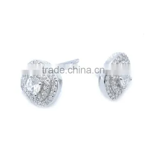 Wholesale 925 Sterling Silver Whte Stone Stud Earrings thumbnail-2