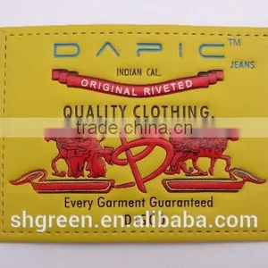Green Laser Cut Hot Press Embossed Logo Leather Patch thumbnail-3