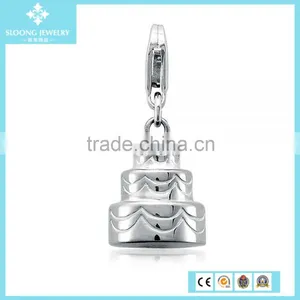 Wedding Cake Decoration Charm Pendant in Sterling Silver thumbnail-1