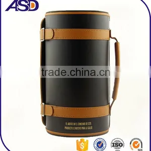 Cylindrical Wine Boxes High Quality pu Leather Wine Gift Boxes thumbnail-2