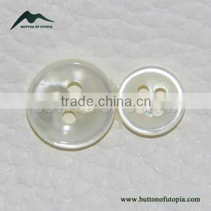 High End 4 Holes White Mother of Pearl Men's Shirt Buttons in Size 18L, 14L thumbnail-1