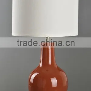 Four Colors Available Metal Base Ceramic Body With Fabric Lampshade Modern Desk Lamp Bedroom Living Room Dining Room Table Lamp thumbnail-2