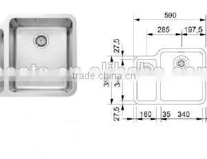 POATS PS-1120 Stainless Steel Sink Overall Size: 590X445X180mm thumbnail-1