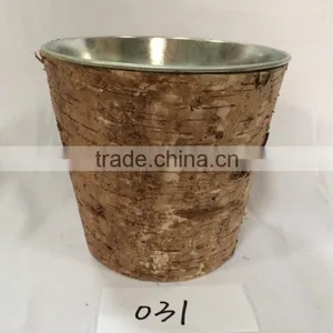 Vintage Antique Aged Look Multi-functional Metal Flower Pots Planter With Tree Bark thumbnail-2
