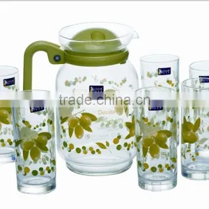 New Popular High Quality Heat Transfer Printed Glass Water Set Wholesale 7 Pcs Glass Water Jug Set thumbnail-1