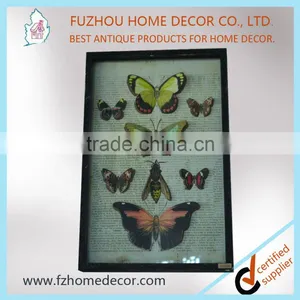 Antique 3D Paper Printing Wooden Butterfly Picture Frame With Glass Covering thumbnail-2