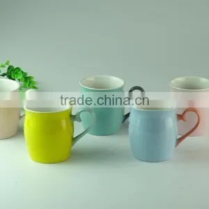 Stocked 350ml Colorful Glazed Ceramic Coffee Mug/cup With Special Handle Standard for Daily Use thumbnail-1