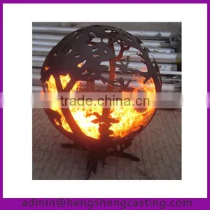 Large Spherical Outdoor Decorated Steel Firepit Sphere thumbnail-4