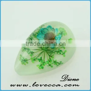 New Fashion Heart Shape Transparent Real Flower Resin Charm Pendants thumbnail-2