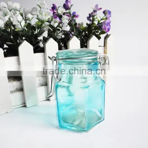 Kitchen Utensils Mini Hexagon Glass Cruet Bottle With Metal Latch Top Lid thumbnail-5