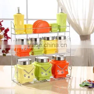 Ceramic Canister Set With Stainless Metal Stand thumbnail-2