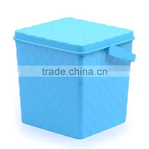 Wicker Style Square Water Pail Plastick Bucket With Lid and Handle thumbnail-3