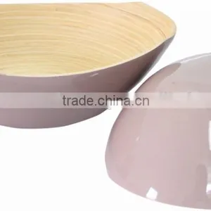 Eco Friendly Lacquer Spun Bamboo Salad Bowl thumbnail-4