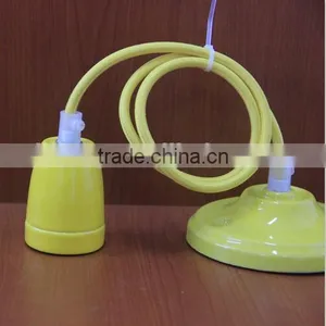 E27 High Frequency Ceramic Glazed Lampholder With Ceiling Rose and Braided Cable thumbnail-4