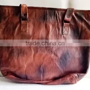 High Quality Classic Design Handmade Vintage Genuine Goat Leather Handbag thumbnail-2