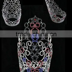 Hair Accessories Wholesale 30cm Tall Red and Green Color Rhinestone Crystal Jewelry Pageant Crowns thumbnail-2