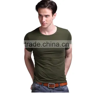 2016 New Casual Fashionable Blank Round- Collar Men's Short Sleeve T-shirt thumbnail-3