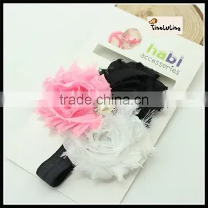 White Black Pink Flowers Baby Hairband Headwear 1.5X 36cm TLLC-49 thumbnail-1