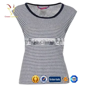 Short Sleeve Long Dress Pattern Knitted Cashmere Sweater thumbnail-1