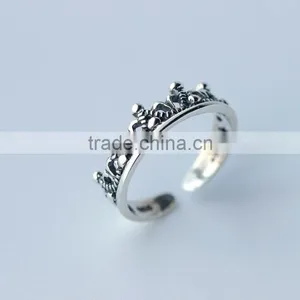 F20059N Silver Retro Crown Ring Fashion Silver Ring thumbnail-1