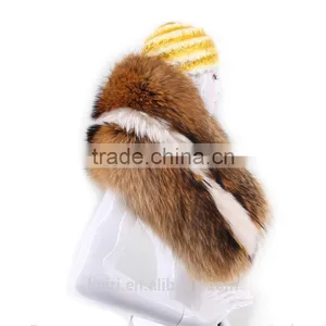 Women's Real Fox Fur Shawl Knitted Fox Fur Pashmina With Pocket Warm Women Scarf thumbnail-5