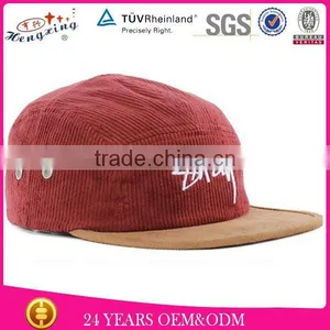 Wholesale Design Embroidery Custom Corduroy 5 Panel Cap thumbnail-1