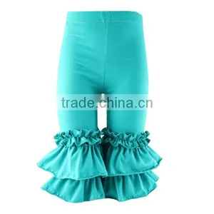 2017 Solid Color Baby Icing Ruffle Pants Ruffle Capri Girls Leggings Wholesale thumbnail-1