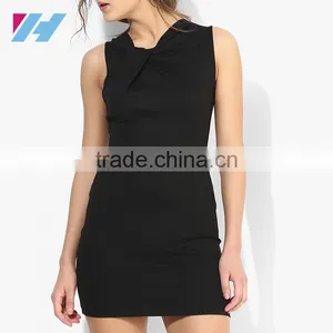 Korean Women's Fashion Wholesale Knot Front Bodycon Tunic Mini Dresses thumbnail-1