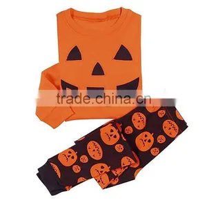 Baby Boys 2 Pcs Kids Halloween Costume Pumpkin Pattern T-shirt And Pants Set thumbnail-2