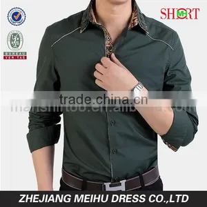 2016 Fashion Double Collar Slim Fit Piping Fancy Dress Shirts for Men thumbnail-1