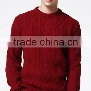 Mans Round Colloar Cable Knit Pattern Pullover Sweater With High Quality thumbnail-6