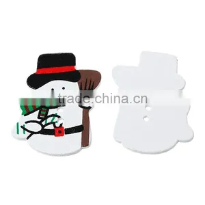 Custom 3.3cmx2.9cm Christmas Snowman Two Holes Wood Button in Bulk thumbnail-1