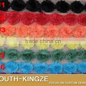 Shabby Chiffon Flower Trim, Total 15 Colors Trim Chiffon Rose Flower, Rose Chiffon Lace Trimming thumbnail-1