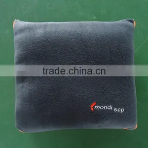 Dark Blue 2 in 1 With Customized Logo Zip up Cushion Blanket thumbnail-1