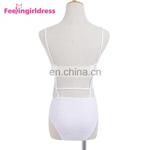 Fast Delivery White Sleeveless Harness Romper Women Bandage Bodysuit Sexy Jumpsuits thumbnail-2