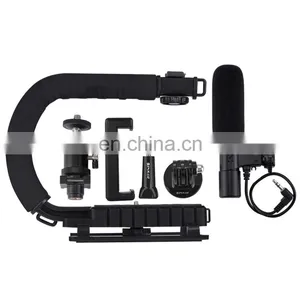 Shape Portable Handheld DV Bracket Stabilizer + Video Microphone Kit With Cold Shoe Tripod Head for All SLR Cameras thumbnail-1