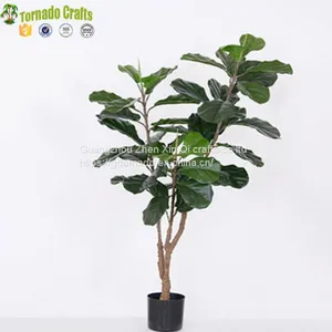 Artificial Fiddle Leaf Fig Tree Potted Bonsai Ficus Lyrata Green Plant Indoor Decoration thumbnail-2