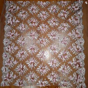 Hand French Beaded Lace Fabric Embroidery thumbnail-1