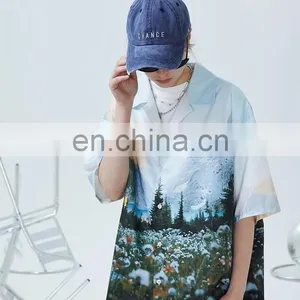 Diznew Mens Sublimation Full Allover Print Beach Shirt Set Custom Print 2XL Loose Button Up Shirt thumbnail-4