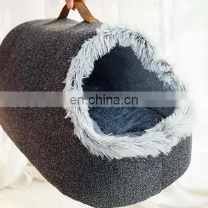 Cat Bed for Indoor Cats, Portable Soft Cat House Machine Washable Pet Beds With Anti-Sip Bottom thumbnail-5