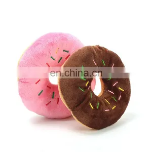 Donut Shaped Pet Toy Plush Stuffed Squeaky Eco Dog Donut Toy thumbnail-2