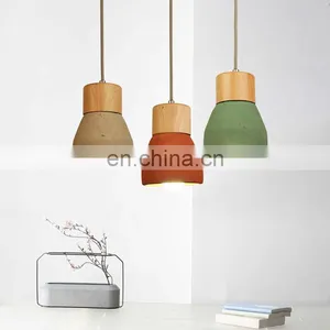 Industrial Concrete+wood Pendant Lamp Led Dining Room Pendant Light thumbnail-2