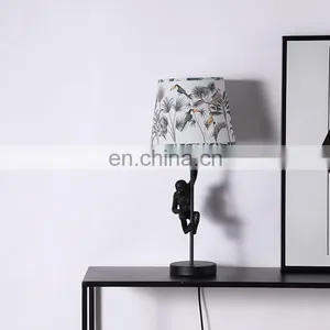 Cute Monkey Shape Resin Base Customized Modern Hotel Nightstand Desk Lamps for Bedroom thumbnail-1