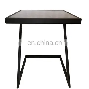HOT Sell Living Room Table America Style Sofa Side Table Metal Table With Glass Top thumbnail-2